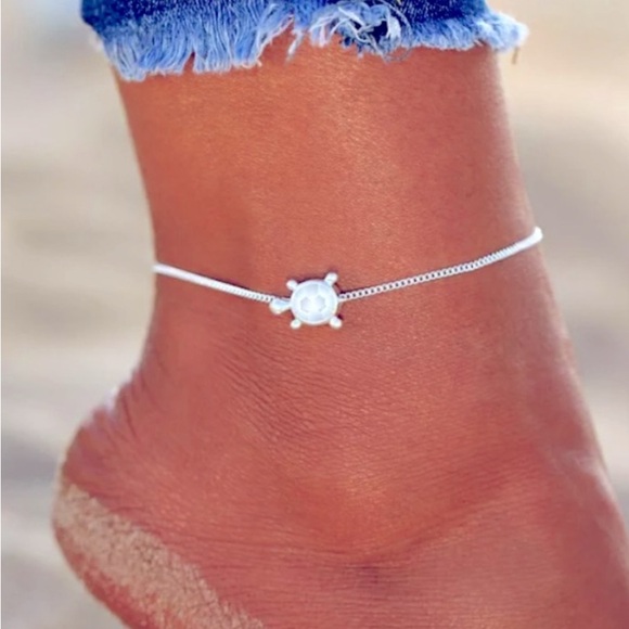 NEW Turtle Tortoise Charm Silver Toned Chain Adjustable Anklet Ankle Bracelet - Picture 2 of 3